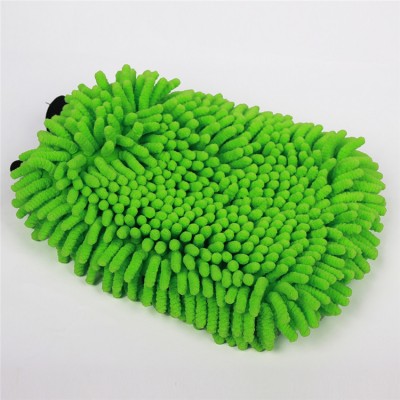 double-sided chenille sponge green car wash gloves