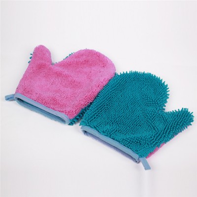 Dust removal chenille reversible wash car cleaning microfiber gloves